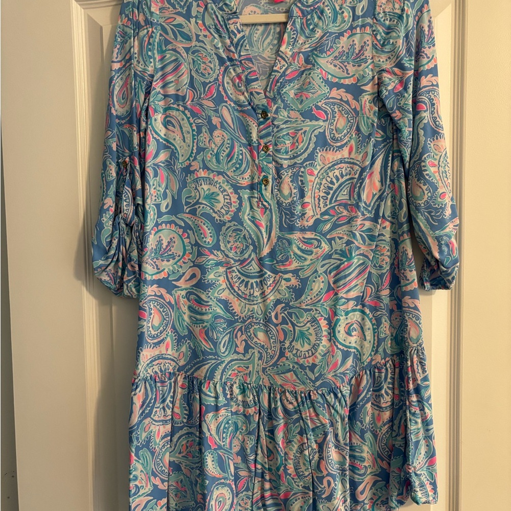 Women's Paisley Print Top - Blue and Pink